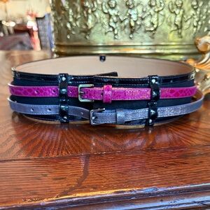 Unique and Stylish Women's Belt Set - Black, Pink, and Gray